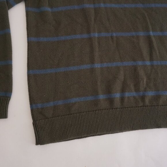 Frank And Oak Green Blue Stripe Cotton Knit Crewneck Sweater Medium - Picture 6 of 8